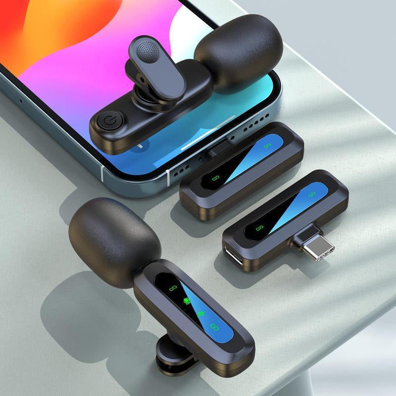 Wireless Lavalier Microphone, USB Rechargeable Wireless Microphone, Cordless Omnidirectional Condenser Recording Mic for Tik-Tok, Youtube, Vlog, Audio