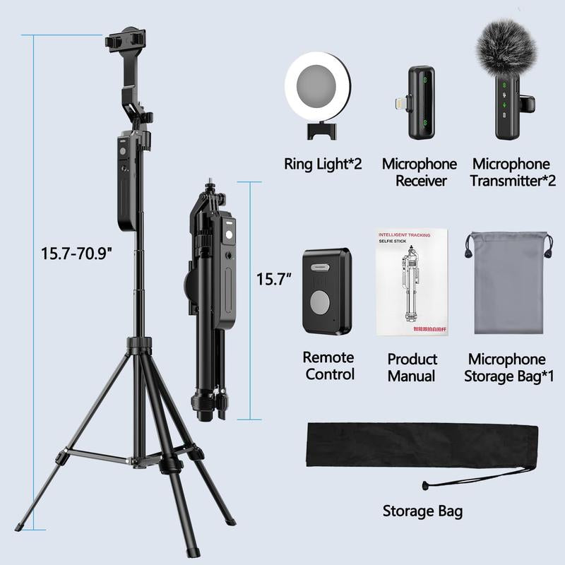 Vlogging Kit for /Android, 70.9" Auto Tripod for with Light, Microphone/Remote Control, Content Creator Essentials Starter Kit for and Youtube