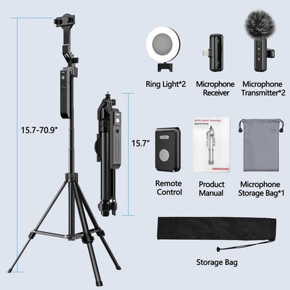 Vlogging Kit for /Android, 70.9" Auto Tripod for with Light, Microphone/Remote Control, Content Creator Essentials Starter Kit for and Youtube