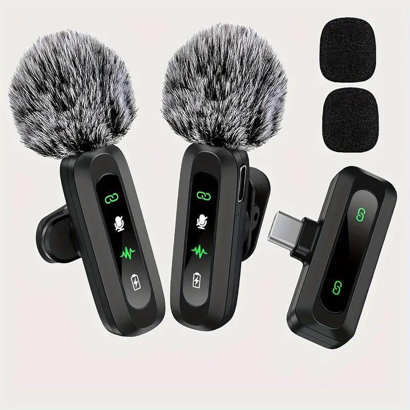 Wireless Lavalier Microphone, USB Rechargeable Wireless Microphone, Cordless Omnidirectional Condenser Recording Mic for Tik-Tok, Youtube, Vlog, Audio