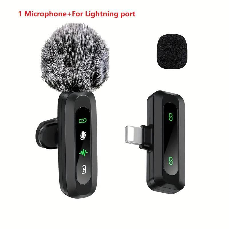 Wireless Lavalier Microphone, USB Rechargeable Wireless Microphone, Cordless Omnidirectional Condenser Recording Mic for Tik-Tok, Youtube, Vlog, Audio