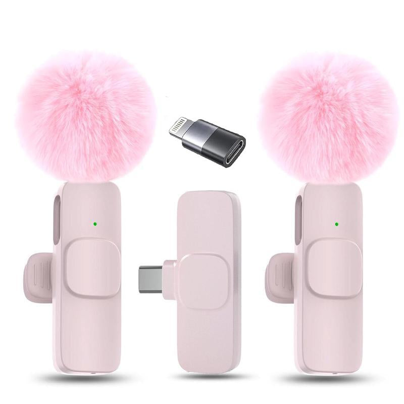 2 Mini Microphones with Clearer Audio for Video Recording, Interview, Vlog，Noise Reduction Device Noise Cancellation Stereo Wireless Vlogging Tools Handheld Mic Microfono Minimic