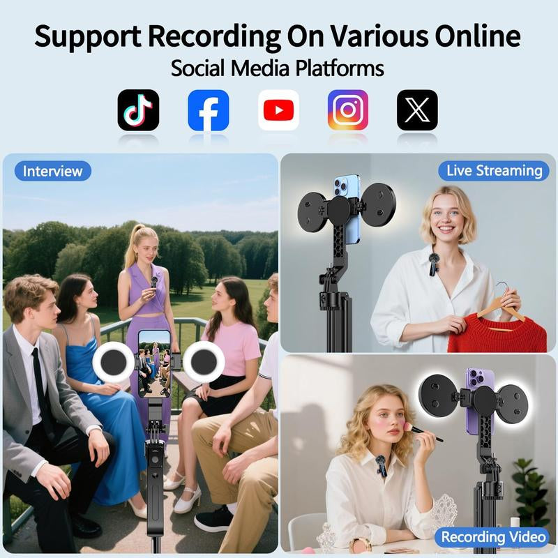 Vlogging Kit for /Android, 70.9" Auto Tripod for with Light, Microphone/Remote Control, Content Creator Essentials Starter Kit for and Youtube