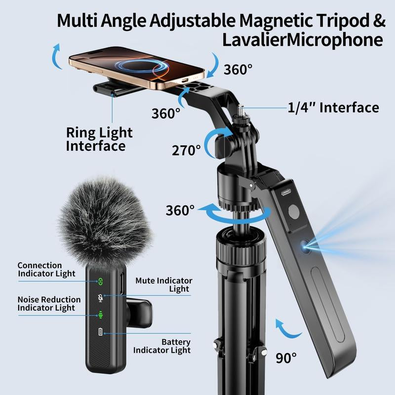 Vlogging Kit for /Android, 70.9" Auto Tripod for with Light, Microphone/Remote Control, Content Creator Essentials Starter Kit for and Youtube
