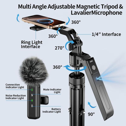 Vlogging Kit for /Android, 70.9" Auto Tripod for with Light, Microphone/Remote Control, Content Creator Essentials Starter Kit for and Youtube