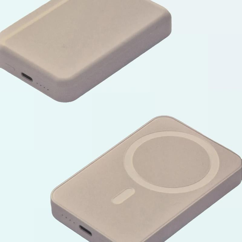 Magnetic 10000 Mah White Wireless Fast Charger Powerbank with Magnetic Ring & USB Cable for Easy Portability and Charging Travel Battery Pack Chargeable Lightweight Battery Powered USB 2.0
